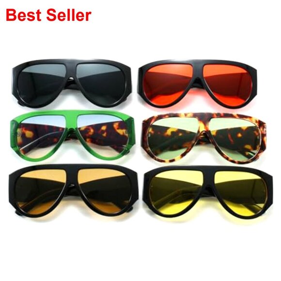 Vintage Oversized Pilot Sunglasses Big Frame Windproof UV400 Protection